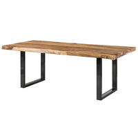 BAUMTISCH Sheesham 180x90x77 natur sandgestrahlt / U-Beine anthrazit glänzend FREEFORM 5 - Braun, Holz (90/180/77cm) - Massivmoebel24