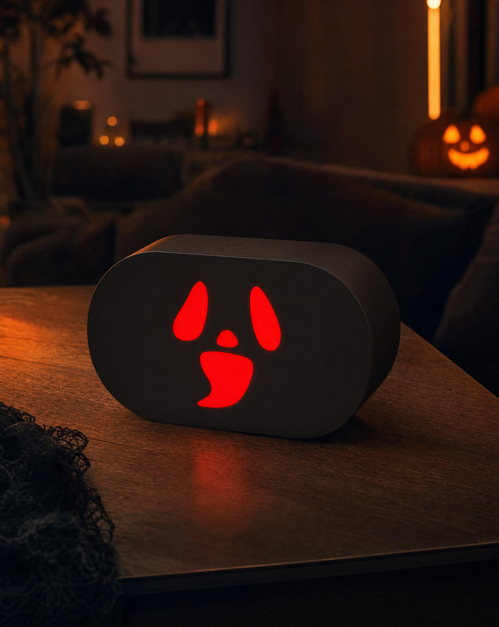 HALLOWEEN-SOUNDBOX - gruselige Geräusche mit roten LEDs und Bewegungsmelder für schaurige Stimmung, Akku wiederaufladbar - Weiß, Kunststoff (4.6/13.6/8cm) - Northpoint