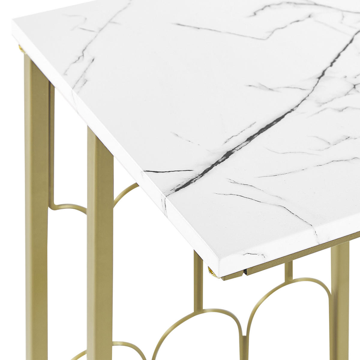 BEISTELLTISCH Marmor Optik weiß/gold Pandale - Goldfarben/Weiß, Metall (30/30/54cm) - Beliani