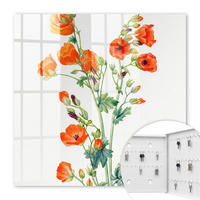 SCHLÜSSELBOX Weiß 30x30 cm – Türöffnung nach rechts - Orangefarbene Mohnblumen - Weiß, Metall (30/30/5cm) - TULUP