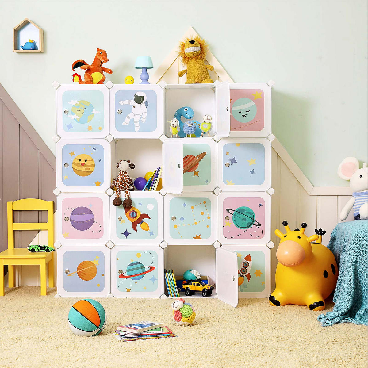 AUFBEWAHRUNGSSCHRANK FÜR KINDER - Weiß, Textil (31/123/123cm) - Hansiro