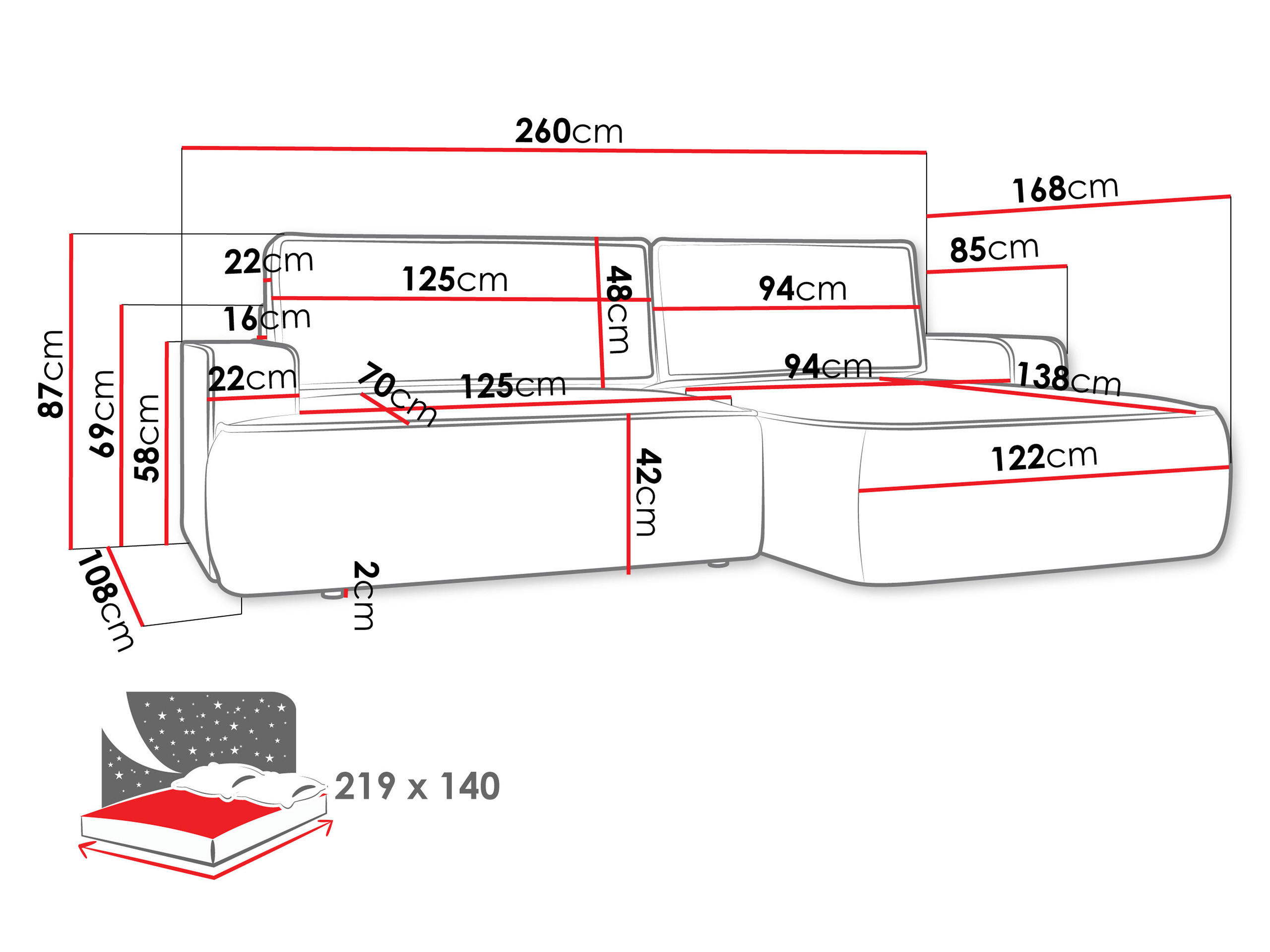 Thumbnail - Mirjan24 Ecksofa, Hellgrau, Textil, 4-Sitzer, Ottomane links,L-Form, 260x168 cm, Wohnzimmer, Sofas & Couches, Wohnlandsc...