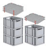 EUROBOX 5x Nextgen Economy Mit Auflagedeckel Grau/Rot Griffe Offen 20 Liter - Rot, Kunststoff (30/22/40cm) - PROREGAL