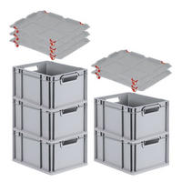 EUROBOX 5x Nextgen Economy Mit Auflagedeckel Grau/Rot Griffe Offen 20 Liter - Rot, Kunststoff (30/22/40cm) - PROREGAL