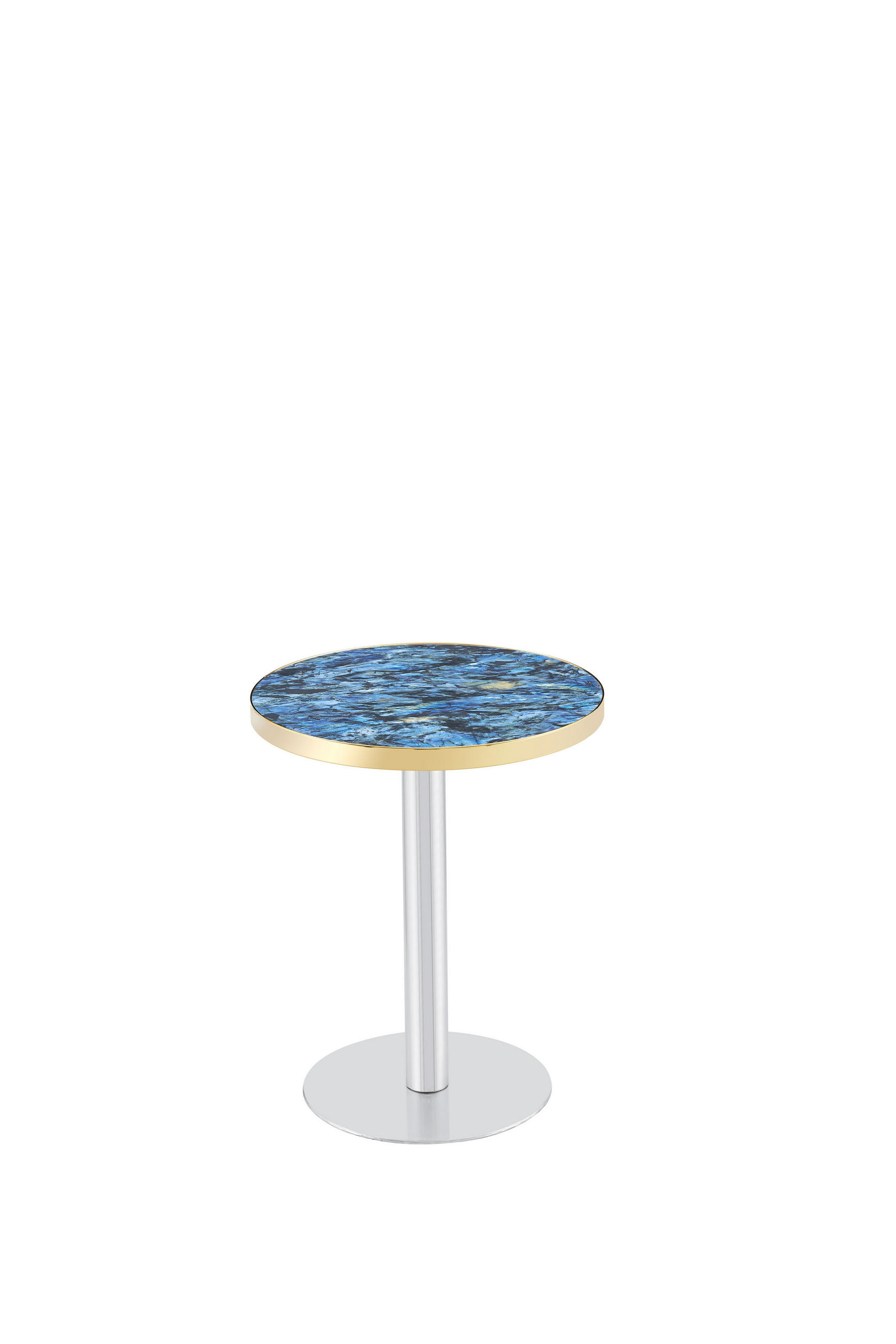 BEISTELLTISCH Rund 60 cm mit Marmor-Optik DE-40042 Blau - Blau, Metall (60/60/74cm) - ComfortXL