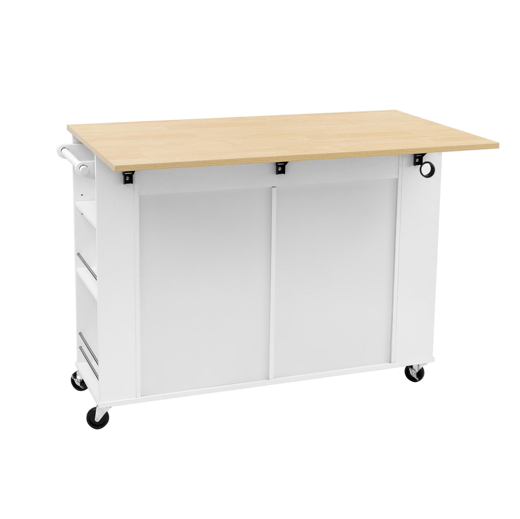 KÜCHENINSEL mit Klapptisch 120 x 40-70 x 92 cm Weiß Natur - Weiß, Holz (70/92/120cm) - Beauniv