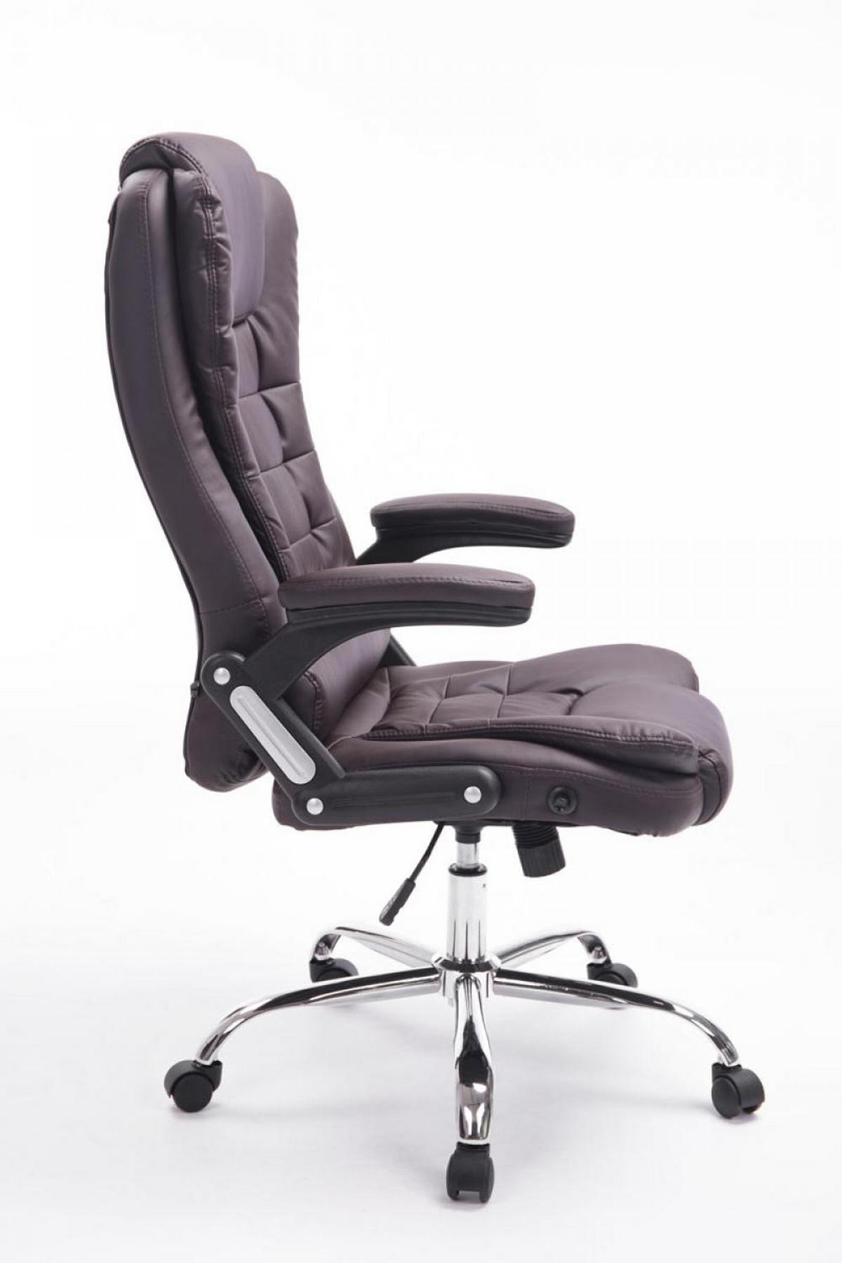 CHEFSESSEL Lederlook braun - Chromfarben/Braun, Textil/Metall (69.5/113/78cm) - CLP