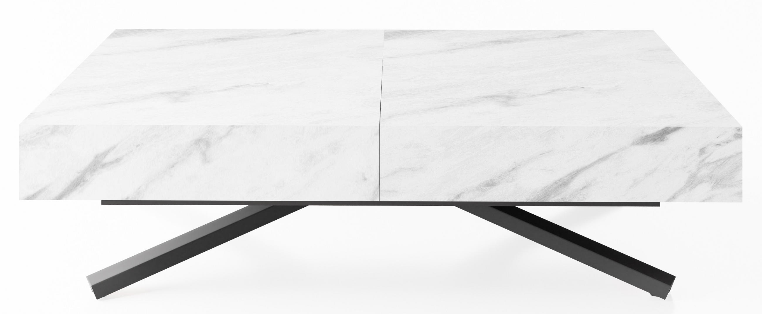 COUCHTISCH Cavetta X höhenverstellbar ausziehbar, Marmor Weiß 120-200/80/27-76 cm - Ecru/Schwarz, Holzwerkstoff/Metall (80/120/76cm) - WFL GROUP