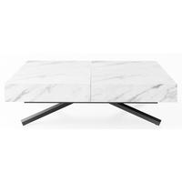 COUCHTISCH Cavetta X höhenverstellbar ausziehbar, Marmor Weiß 120-200/80/27-76 cm - Ecru/Schwarz, Holzwerkstoff/Metall (80/120/76cm) - WFL GROUP