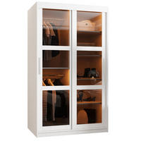 SCHWEBETÜRENSCHRANK 200/100/62 2-türig - Silberfarben/Weiß, Holz/Kunststoff (100/200/62cm) - Abiks Möbel
