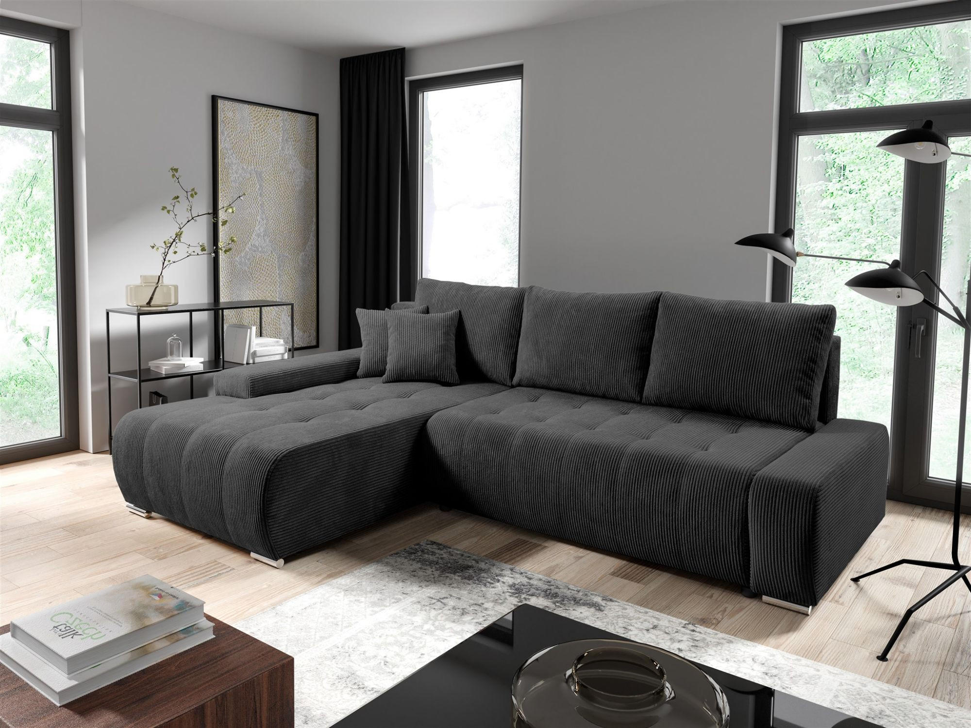 ECKSOFA Vogar In Poso - Dunkelgrau, Holzwerkstoff/Textil (265/185cm) - Fun Möbel
