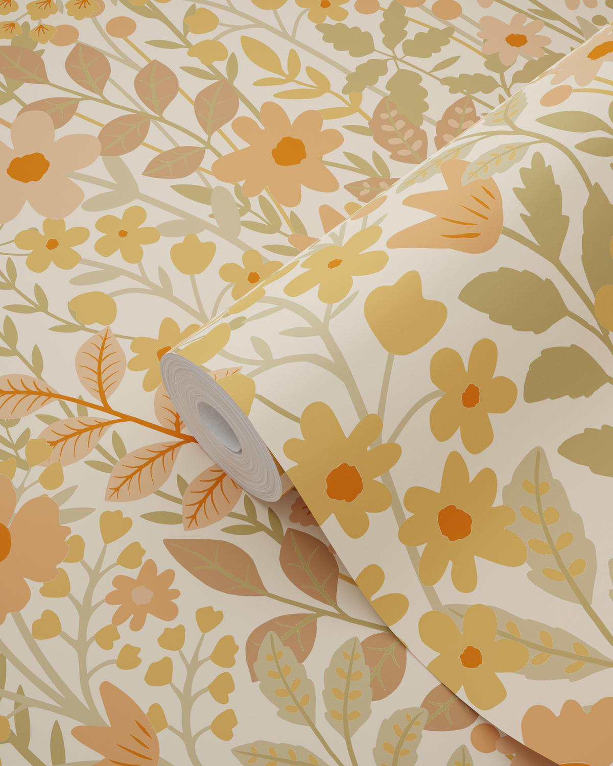 TAPETE Blumen 50 x 900 cm - Orange, Papier (50/900cm) - ESTAhome