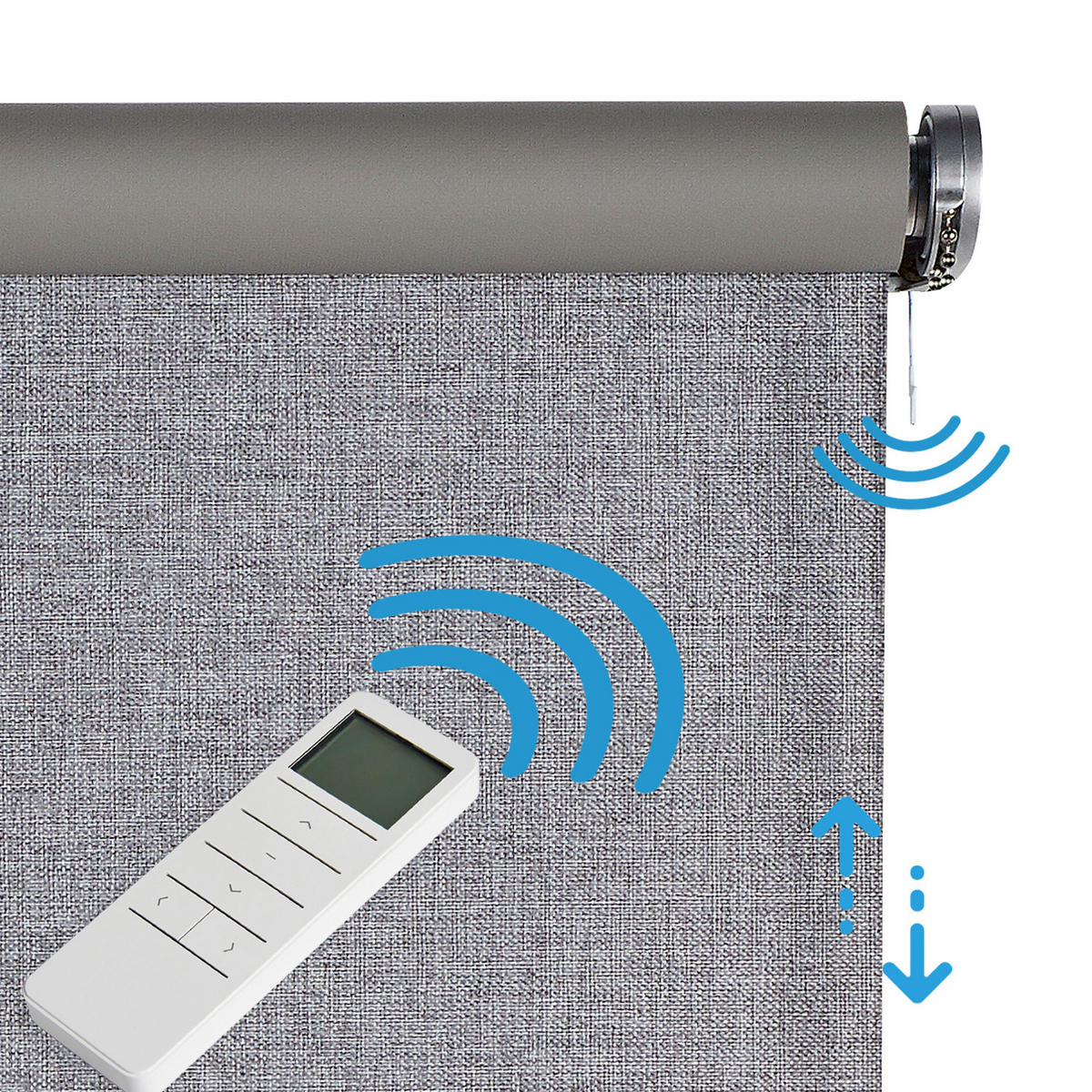 VERDUNKELUNGSROLLO motorisiert Silbergrau, 180 x 250 cm - Grau, Kunststoff (180/250cm) - STORESDECO