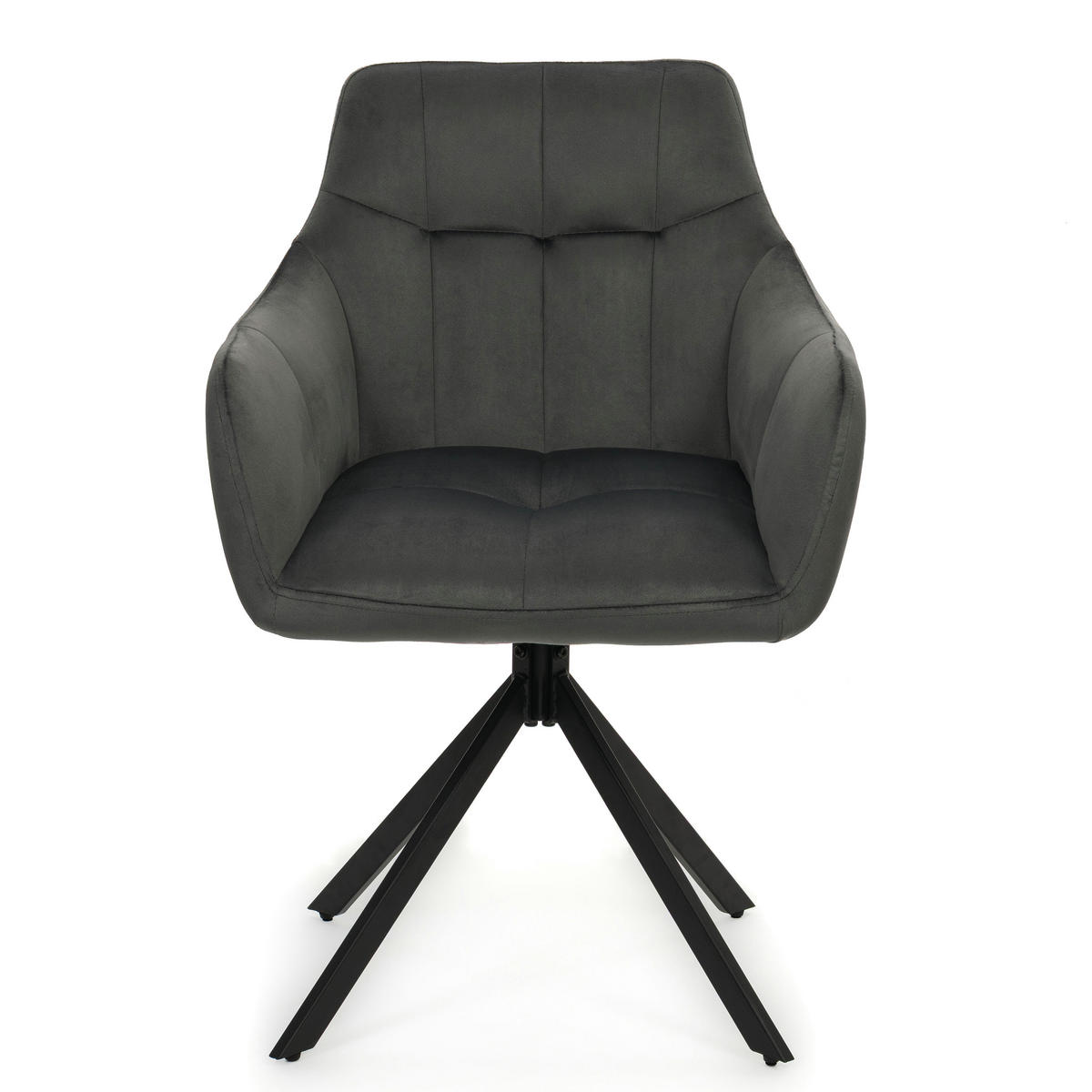 STUHL FANO X drehbar gepolsterter mit Steppung - grau - Velour - Schwarz/Grau, Textil/Metall (58/83/59cm) - NEW HOME