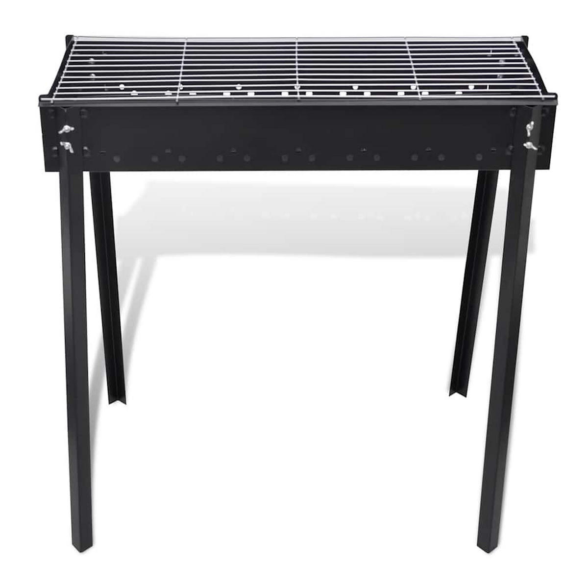 BBQ-GRILL Säulengrill Standgrill Kohlegrill Quadratisch - Schwarz, Metall (47/76/75cm) - vidaXL