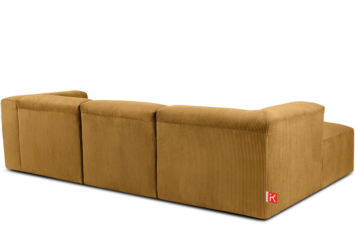 ECKMODULSOFA-LINKS BUFFO mit extrem weicher und bequemer Sitzfläche, Kordstoff, gelb - Gelb, Textil (297/180cm) - KONSIMO®
