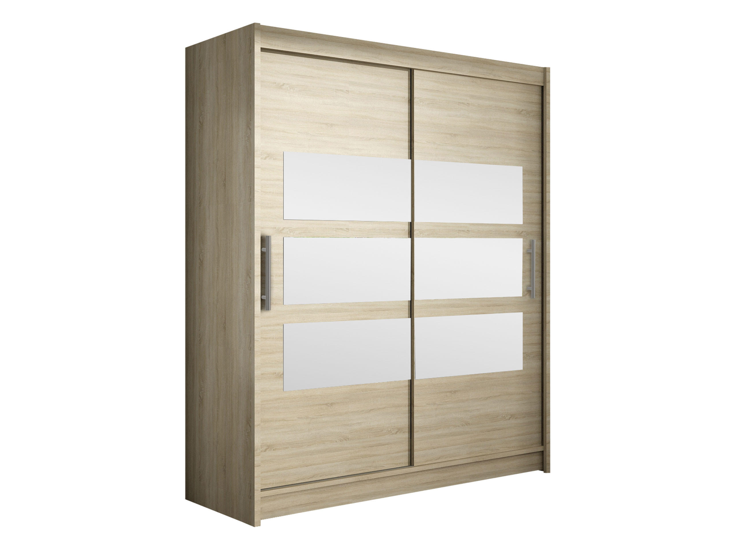 SCHWEBETÜRENSCHRANK Westa VII - Silberfarben/Sonoma Eiche, Holzwerkstoff/Metall (150/200/58cm) - MIRJAN24