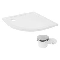 SPRCHOVÁ VANIČKA 90x90 cm kulatá bílá s odtokovou soupravou - bílá, plast (90/4/90cm) - LuxeBath