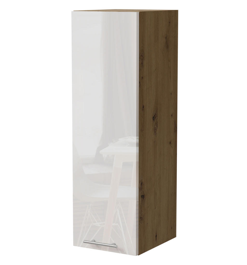 KÜCHENHÄNGESCHRANK W4/30 Essen Weiß Hochglanz / Eiche Artisan Matt 30 / 32,5 / 96cm - Weiß Hochglanz/Eiche Artisan, Holz/Holzwerkstoff (30/96/32.5cm) - Feldmann-Wohnen