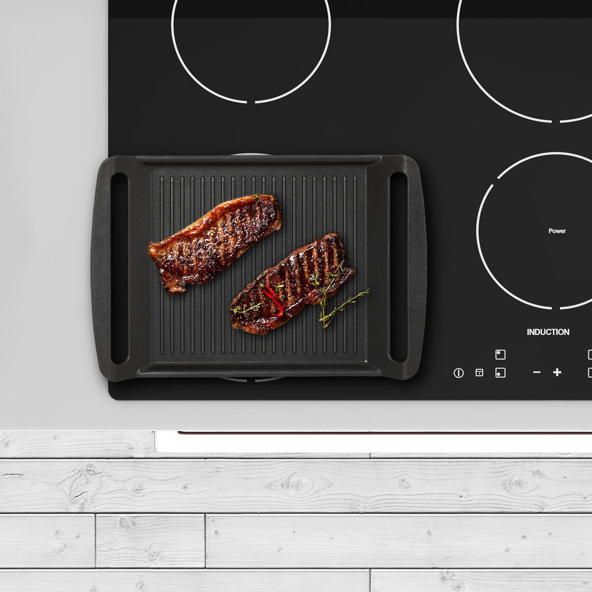 GRILLPLATTE Herd - Anthrazit, Metall (39/26/3.7cm) - Relaxdays