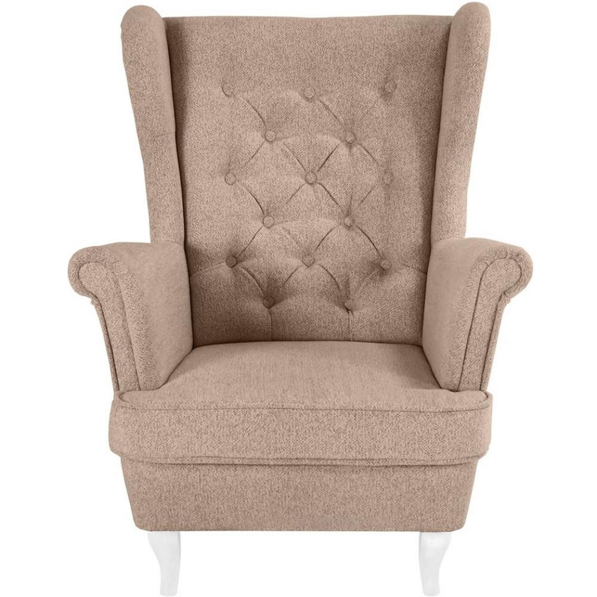 CHESTERFIELD-SESSEL Falco hellbraun mit Weiß Holzbeinen - Hellbraun/Weiß, Holz/Textil (82/102/92cm) - Beautysofa