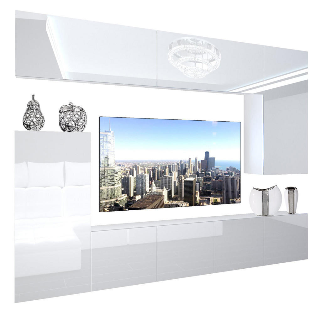 B BELINI GROUP OBÝVACÍ STĚNA s LED TV skříňka Bílá