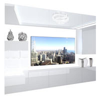 WOHNZIMMERWAND mit LED TV-Schrank Weiß - Weiß, Holz (300/180/36cm) - B BELINI GROUP