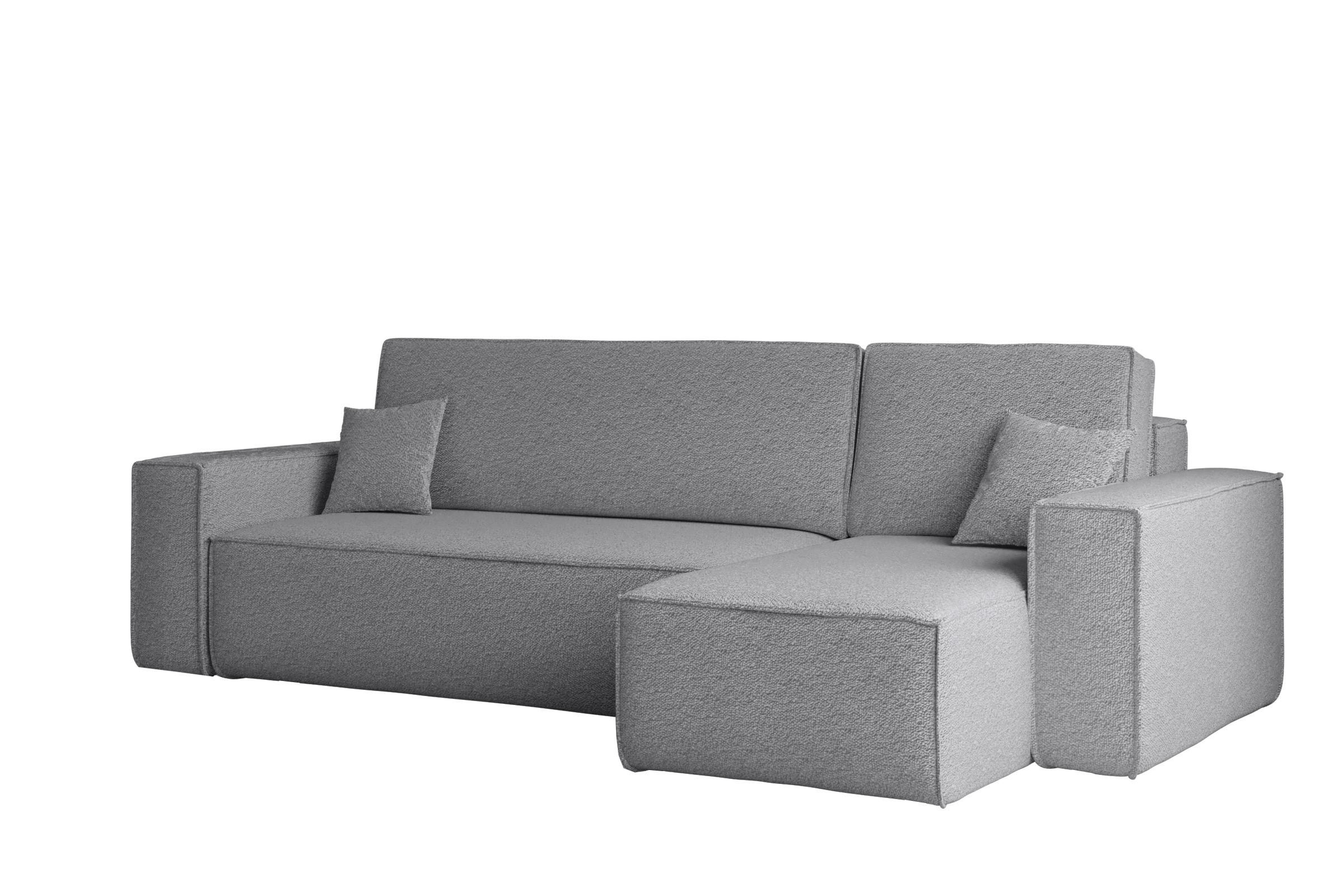 ECKSOFA Mit Schlaffunktion Und Bettkasten L-Form BEST Stoff Abriamo Grau Rechts - Grau, Holz/Textil (244/142cm) - Kaiser Möbel