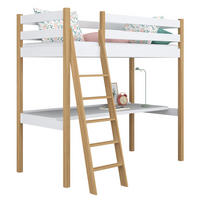 HOCHBETT N03 mit Schreibtisch Weiß / Eiche Natur 100/200 - Eiche Artisan/Weiß, Naturmaterialien/Holz (100/200cm) - N-Wood