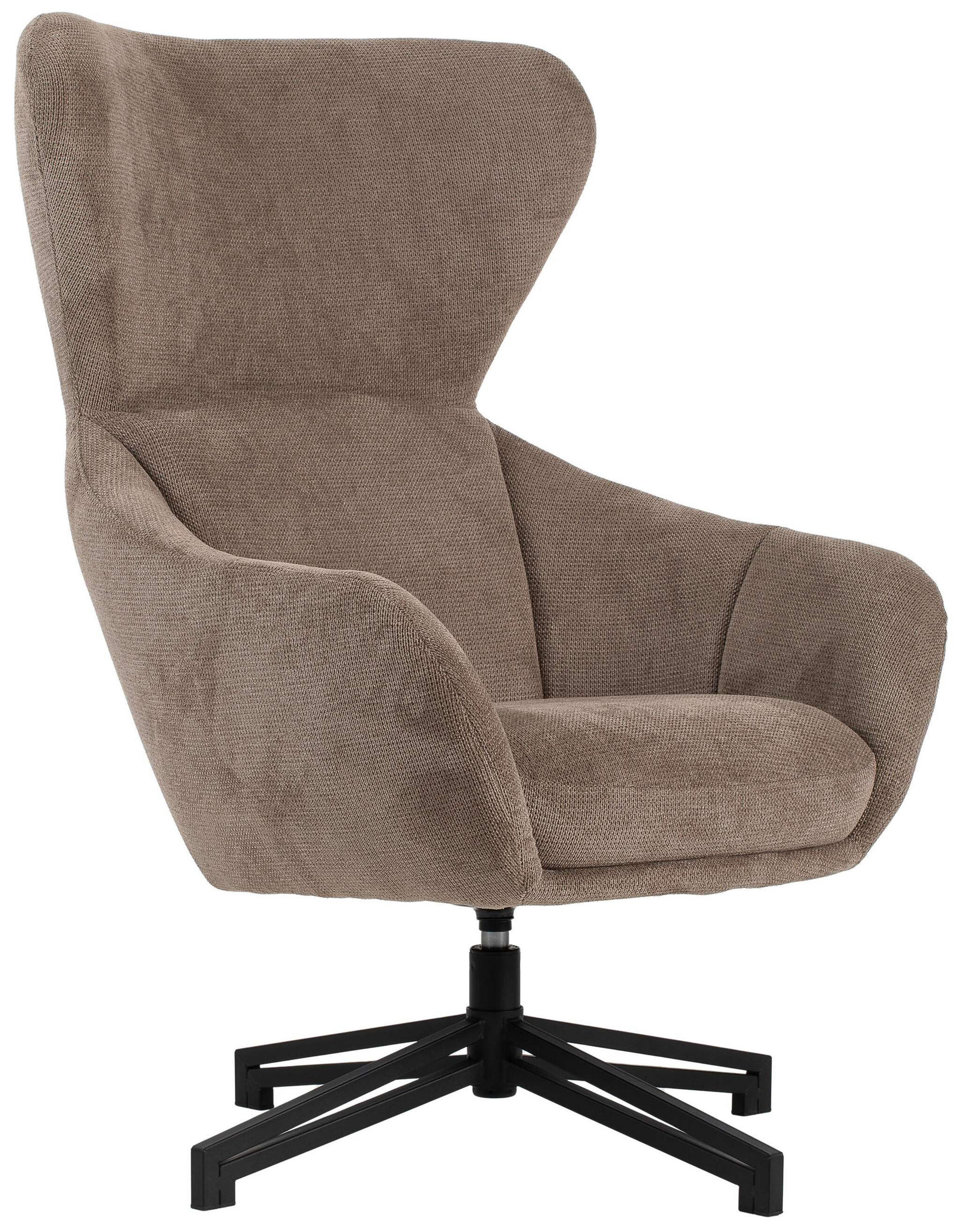 OHRENSESSEL Marconia braun drehbar - Schwarz/Braun, Textil/Metall (75/109/80cm) - Mr. Deko
