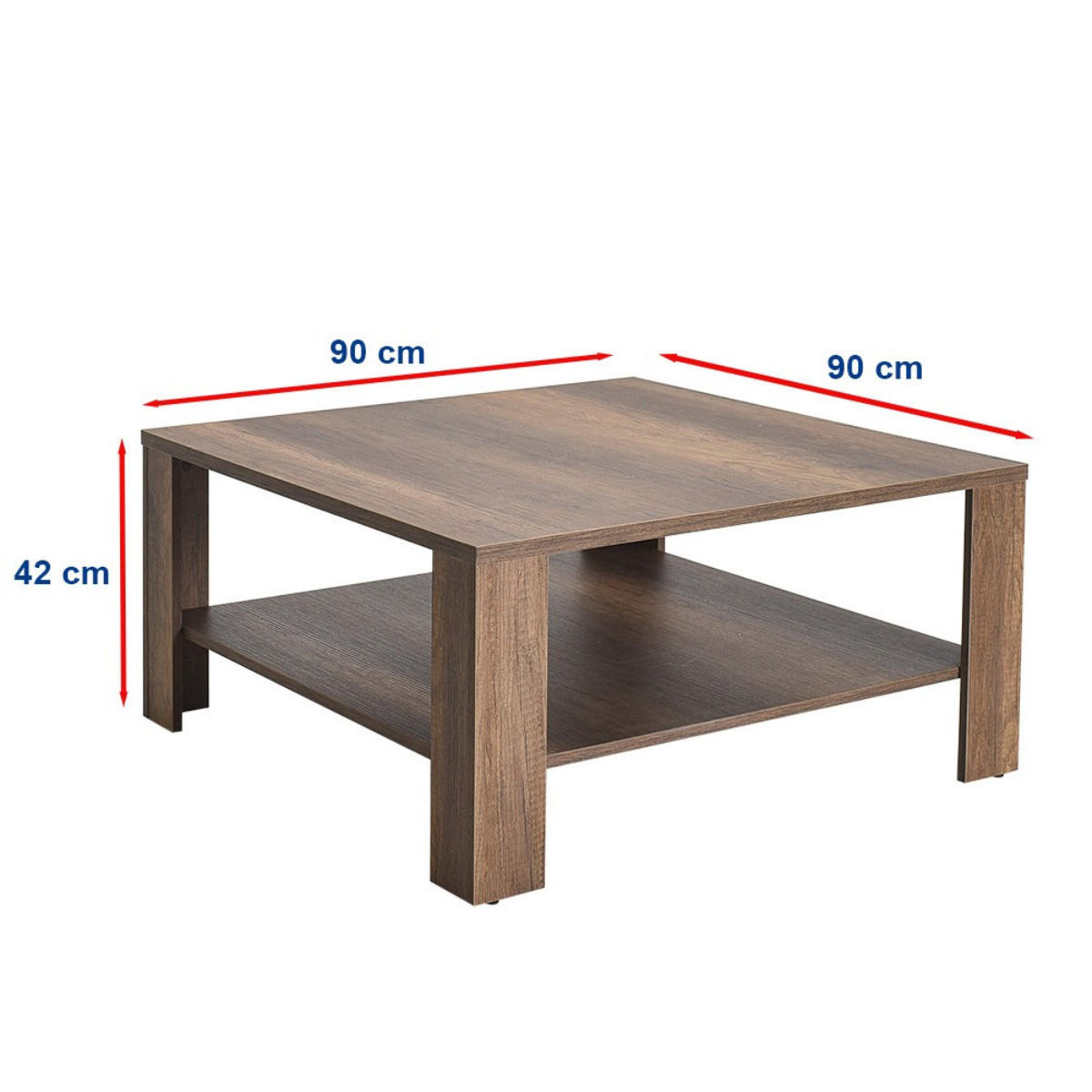 COUCHTISCH mit Ablagefach - lena 90/90/42 cm - Naturfarben, Holzwerkstoff (90/90/42cm) - Calicosy