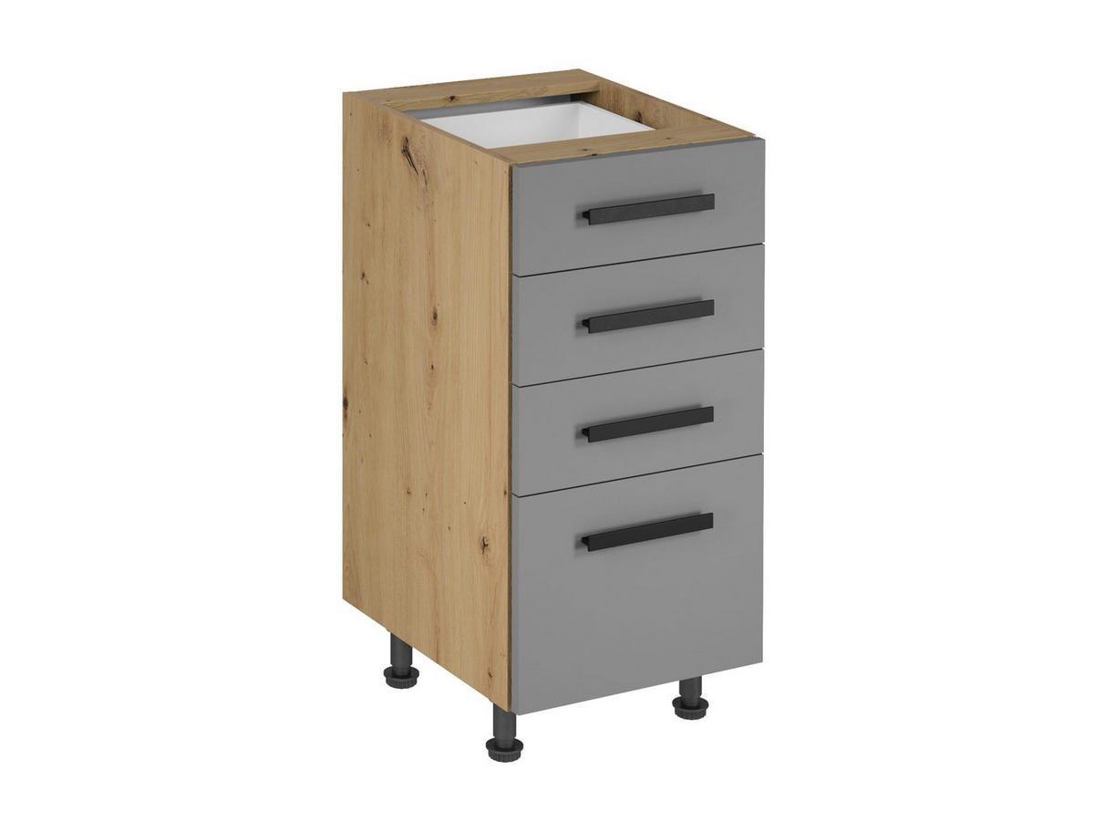 KÜCHENZEILE 240 - Langen KL2-M240 in Beige/Matt - Beige/Schwarz, Holz/Metall (240/212/58cm)