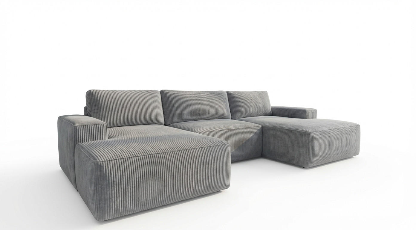 ECKSOFA EINAR 362 cm x 170 cm – Stoff: ZOOM 20 Farbe: Grau - Grau, Textil (362/170cm) - A&J MöbelLand