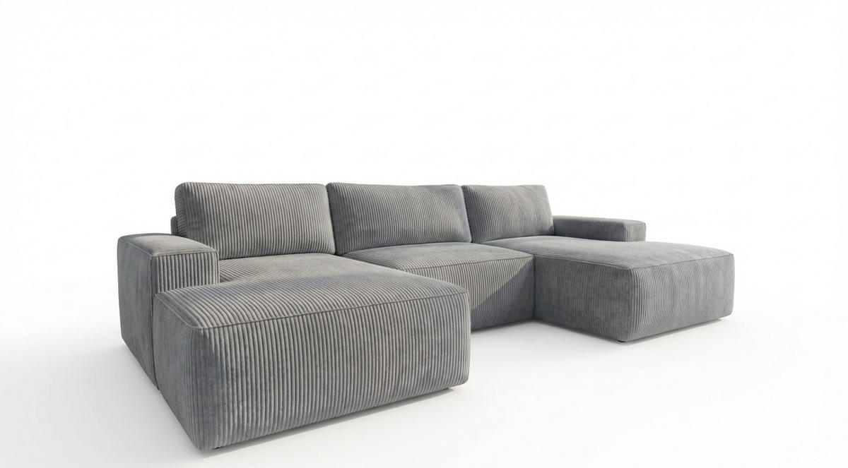 ECKSOFA EINAR 362 cm x 170 cm – Stoff: ZOOM 20 Farbe: Grau - Grau, Textil (362/170cm) - A&J MöbelLand