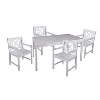 GARTEN-SITZGRUPPE Lyon 5-teilig Gartenmöbel-Set - Weiß, Holz - DELUKE