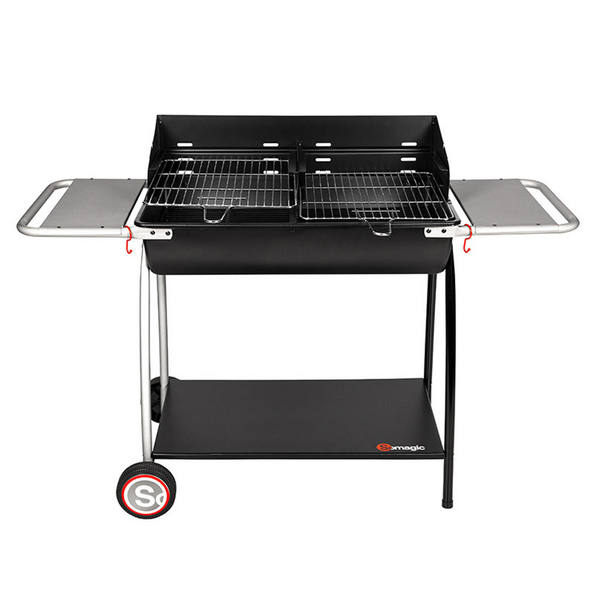 HOLZKOHLEGRILL Malaga Schwarz - Schwarz, Metall (53/94/133cm) - Somagic