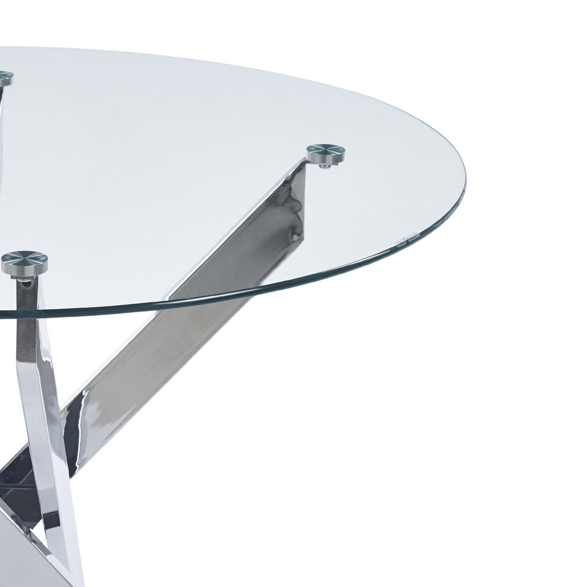 ESSTISCH 80/80/75 cm silber aus Glas und Metall mit pflegeleichter Tischplatte - Silberfarben, Metall (80/80/75cm) - OKWISH