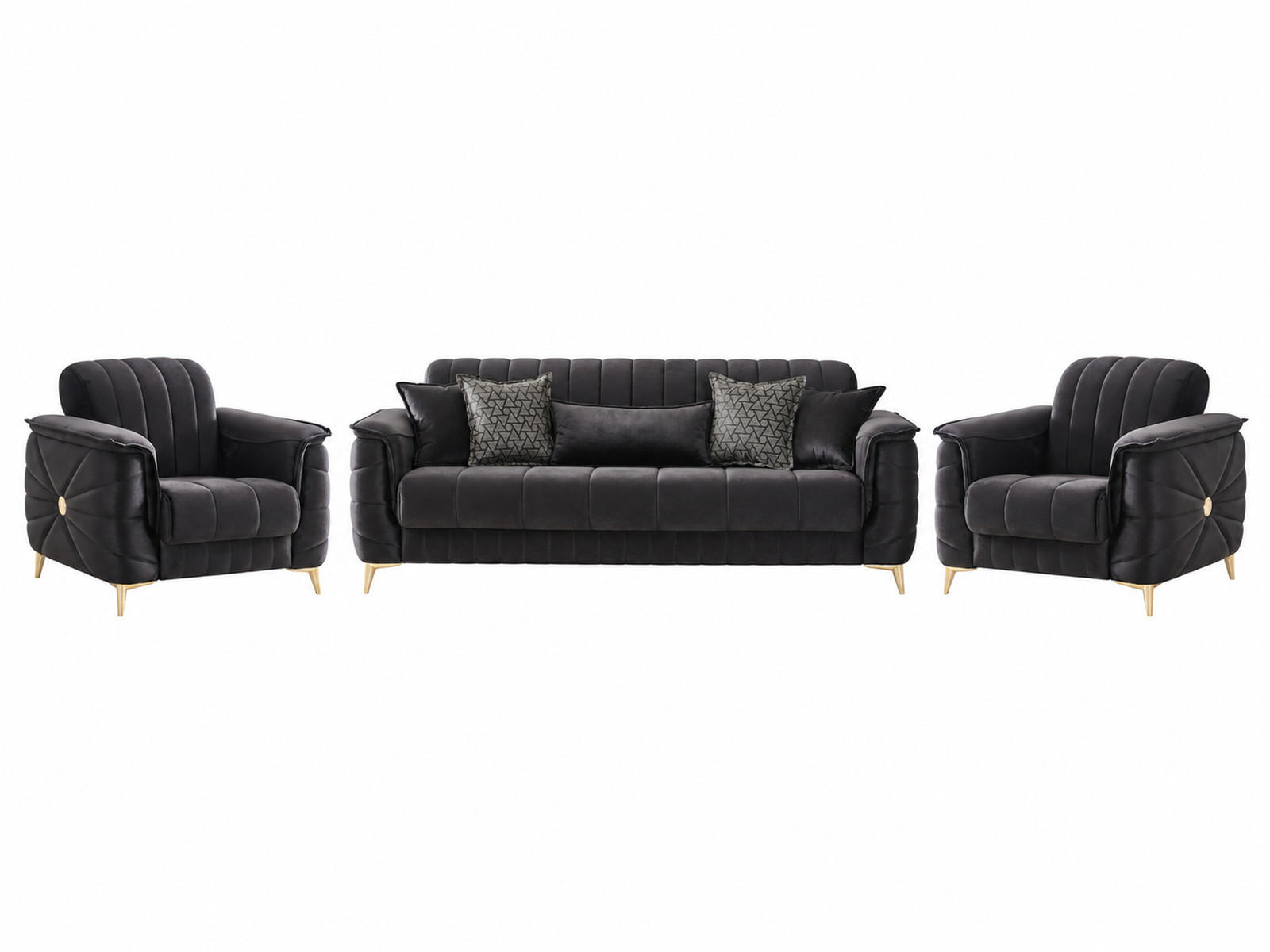 SITZGARNITUR Osorno, Schwarz Stellvariante 3+1+1 - Schwarz, Holzwerkstoff/Kunststoff (240/80/100cm)