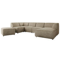 WOHNLANDSCHAFT MODARO U 6M - Dunkelbeige Struktur - Rechts - Schwarz/Cappuccino, Textil (345/78/180cm) - MKS