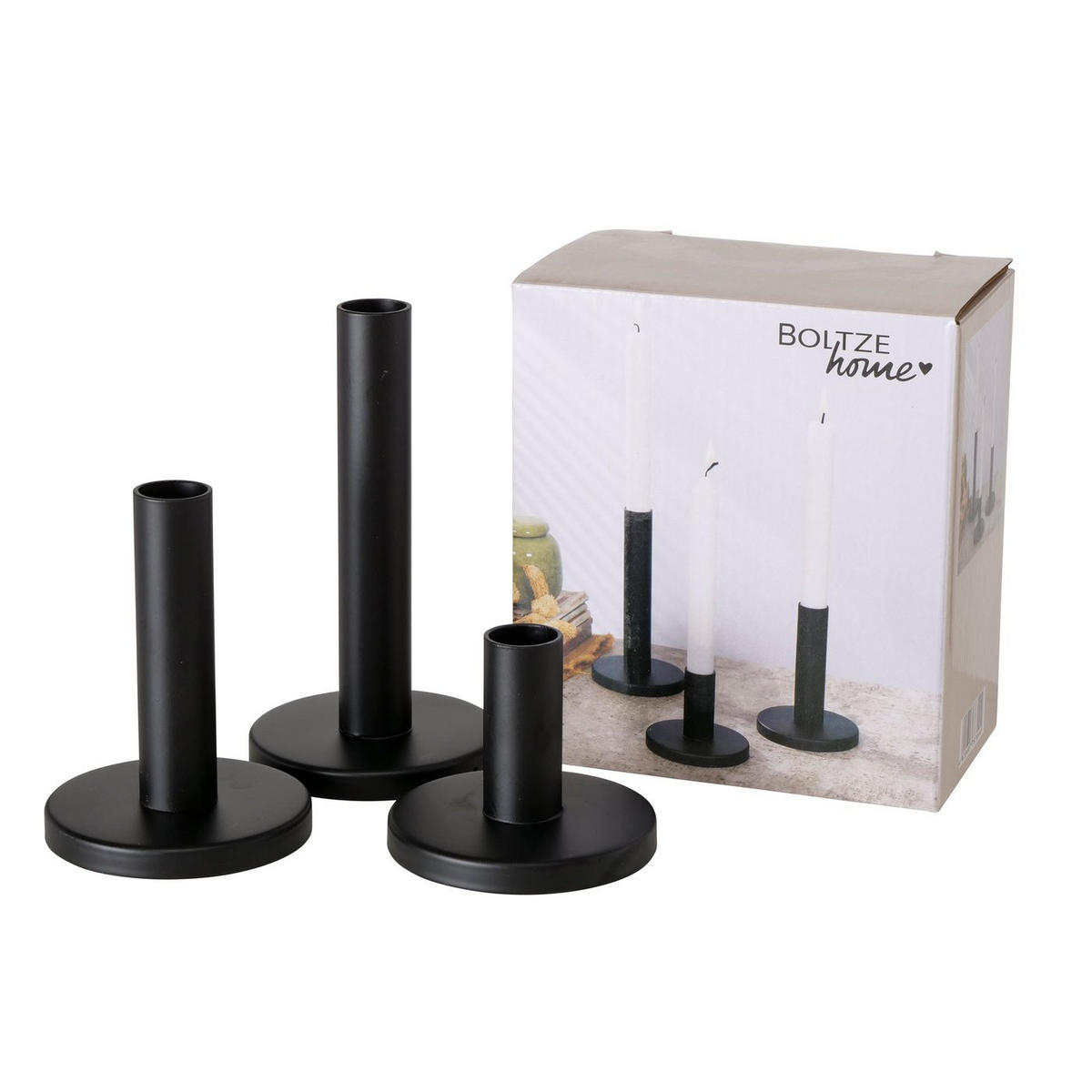 METALLKERZENHALTER 3er Set Malko - Schwarz, Metall (9/16/9cm) - Boltze Home