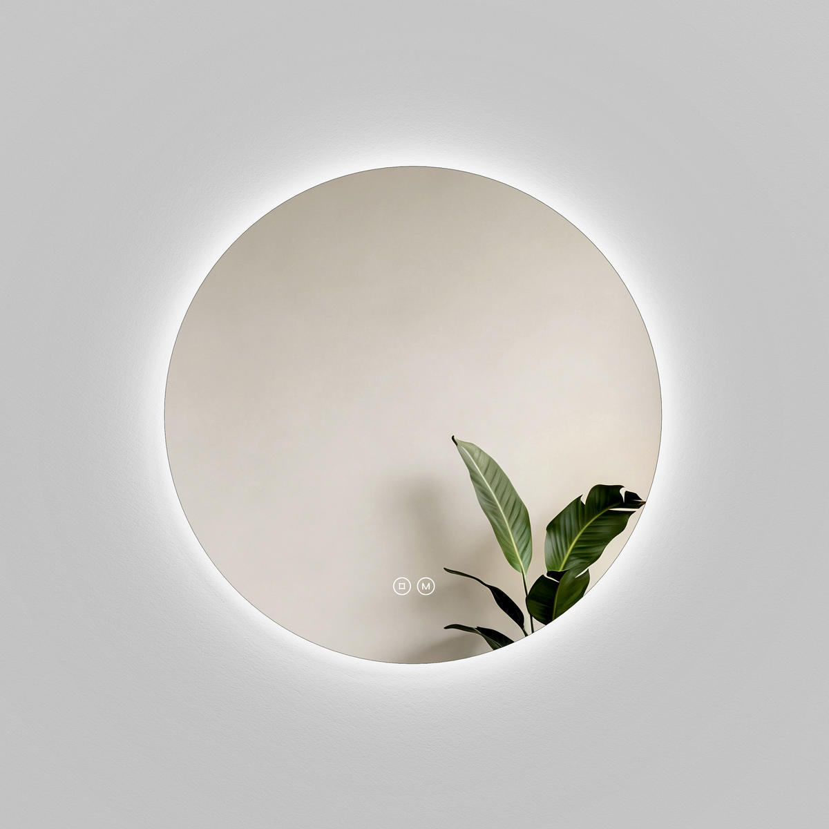 BADSPIEGEL Rund mit Beleuchtung Rahmenlos, 3 Lichtfarben, Ø 60 cm - Weiß, Glas (60/3/60cm) - EMKE