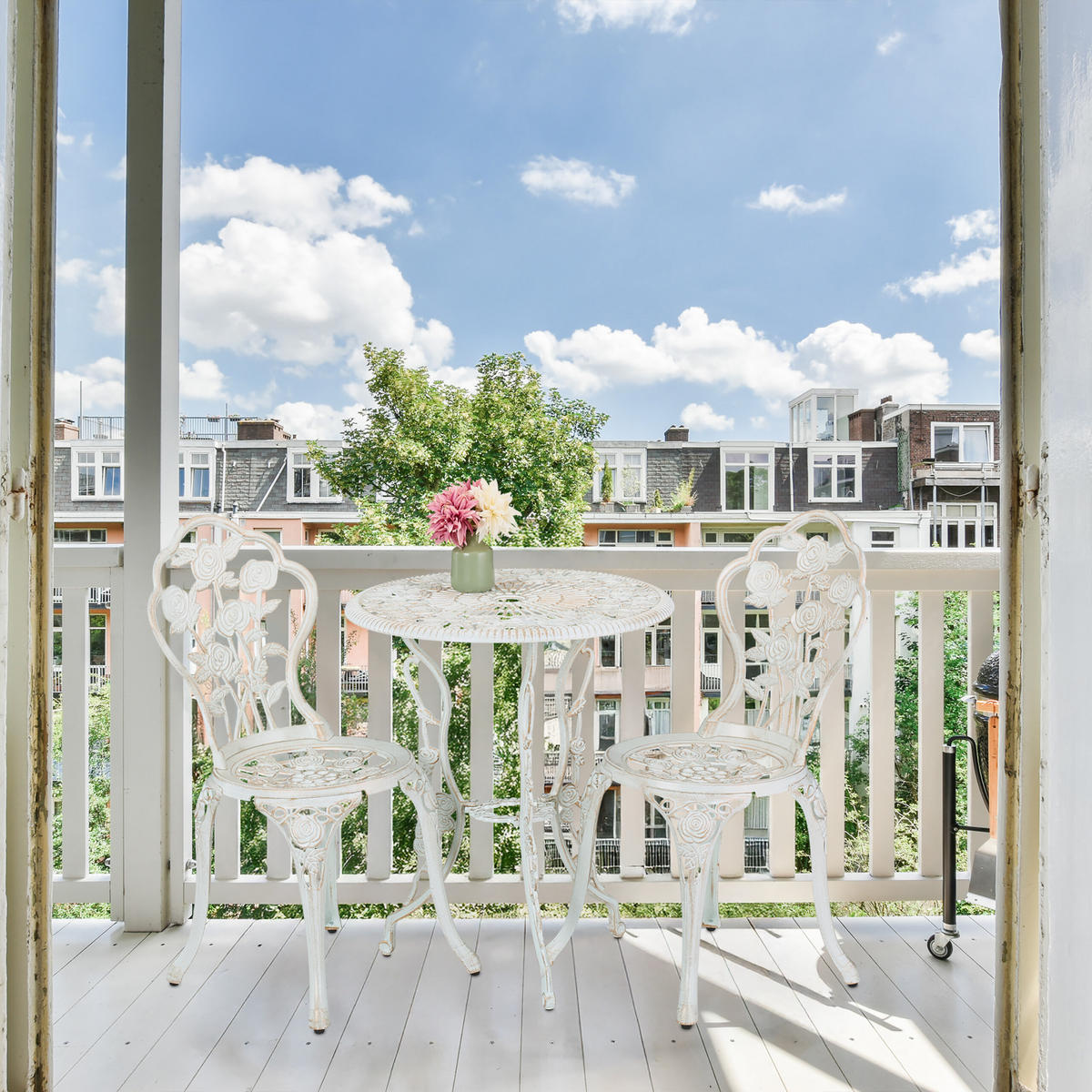 3-tlg.GARTENMÖBEL-SET - Weiß, Metall - Relaxdays