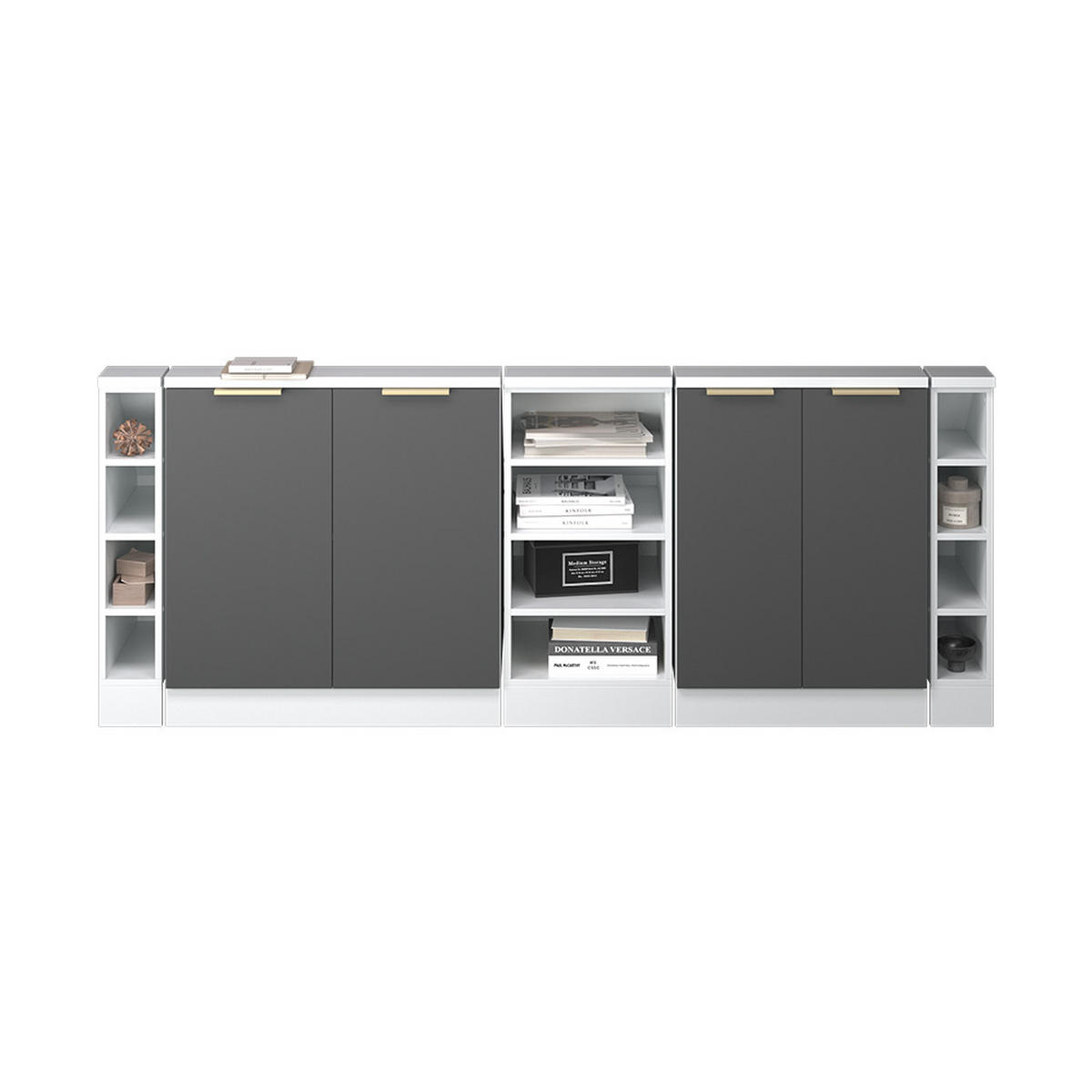 ŠATNÍ SESTAVA PRO ŠIKMÉ STŘECHY Rion Antracitově zlatý - antracitová, kompozitní dřevo (210/81.6/46cm) - Vicco