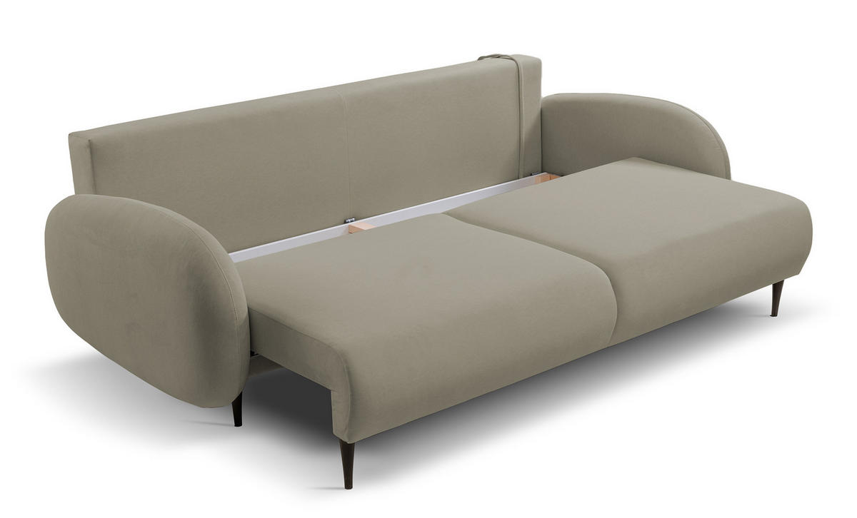 SCHLAFSOFA Bafra Beige Velours - Beige/Schwarz, Holz/Textil (232/92/102cm) - Selsey