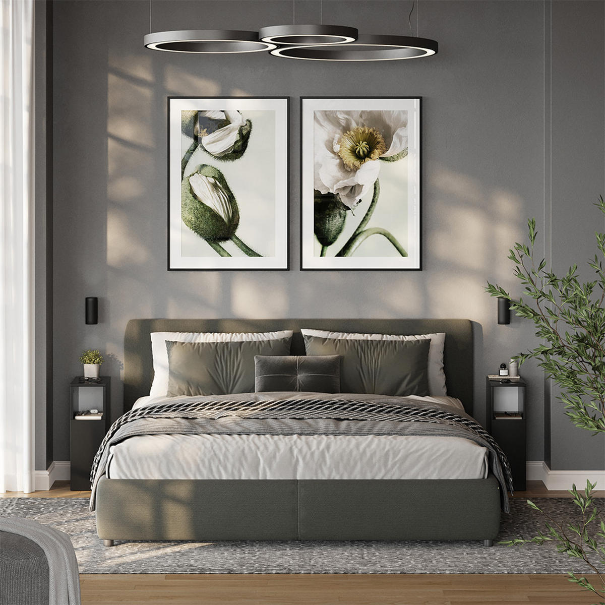 NACHTTISCH Enton Schwarz 2er set - Schwarz, Holzwerkstoff (20/59.5/35cm) - Vicco