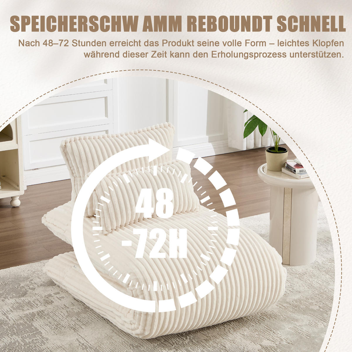 SCHLAFSESSEL 2-in-1, Cord, Metall--Rückenlehne, 227cm Länge, Beige - Beige, Textil/Metall (74.5/78.5/107cm) - LVHOM