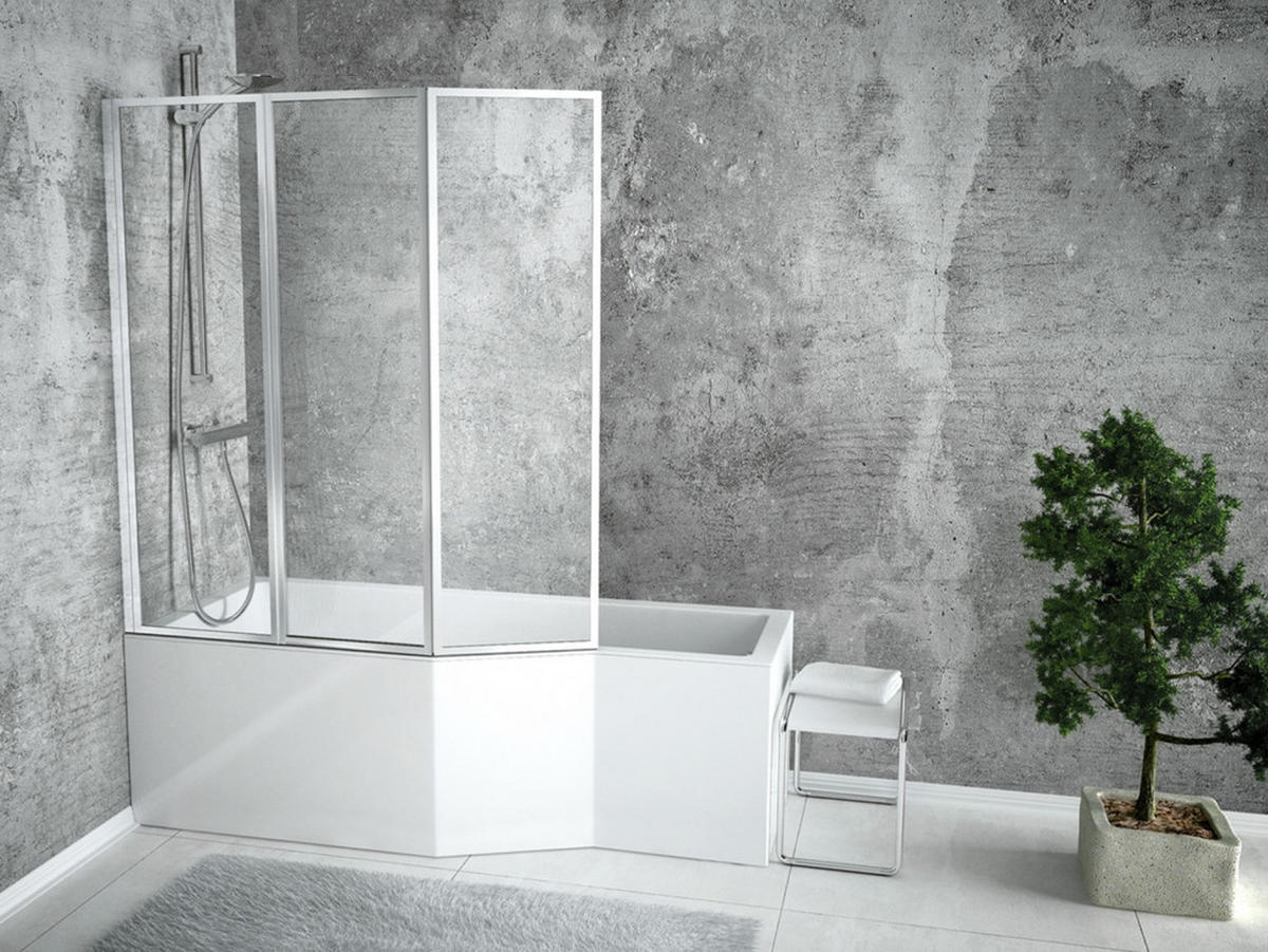 BADEWANNE Eckwanne INTEGRA 150/75 Links mit Styro Ablauf Füße - Weiß, Kunststoff (75/55.5/150cm) - bad land