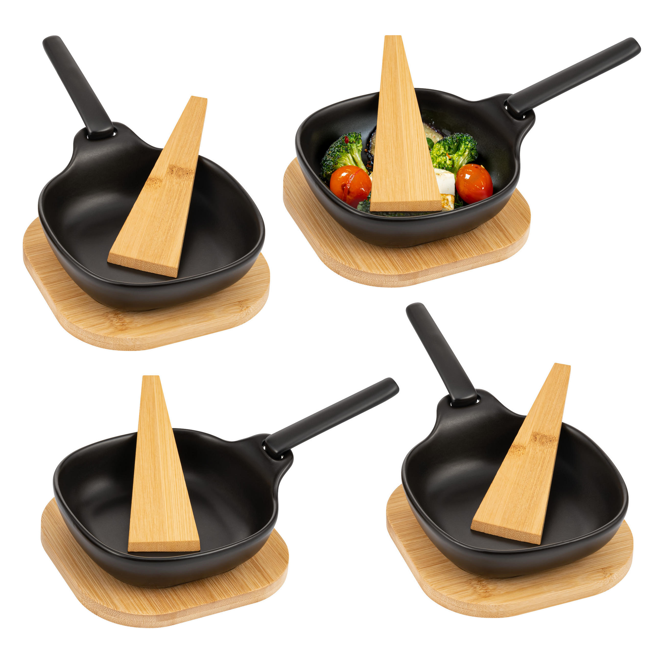 GRILLPFÄNNCHEN 4er-Set, schwarz - Schwarz, Keramik (14.5/4/14.5cm) - bremermann