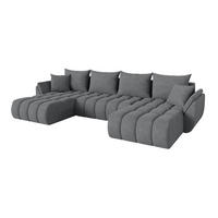 SEDACÍ SOUPRAVA DO U s funkcí spaní a úložným prostorem TOKO-U-v1 378x194x86 šedá velur - černá/šedohnědá, kompozitní dřevo/textil (378/86/194cm) - ALTDECOR