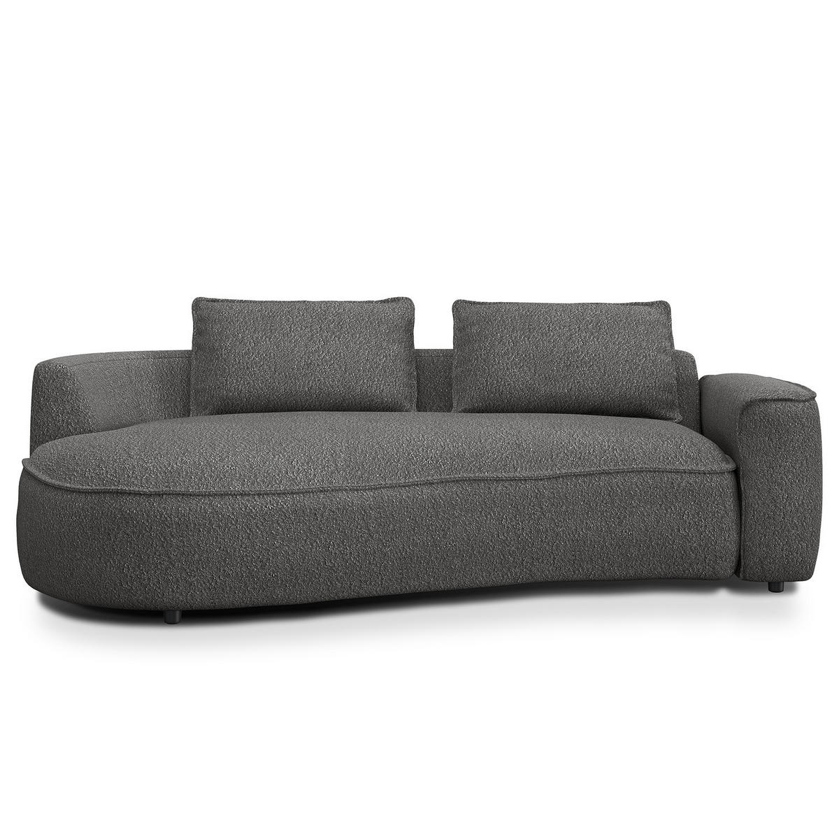 2,5-SITZER SOFA - Schwarz/Grau, Kunststoff/Textil (217/82/146cm) - home24